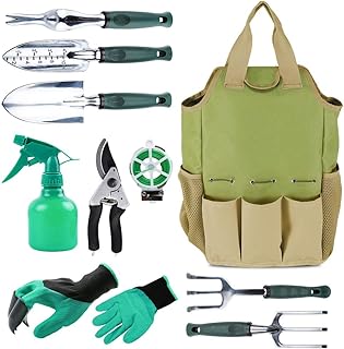 Inno Stage Organiseur pou outils de jardinage Sac fourre-tout avec 10 outils de jardin, idée cadeau, avec gants de jardinage