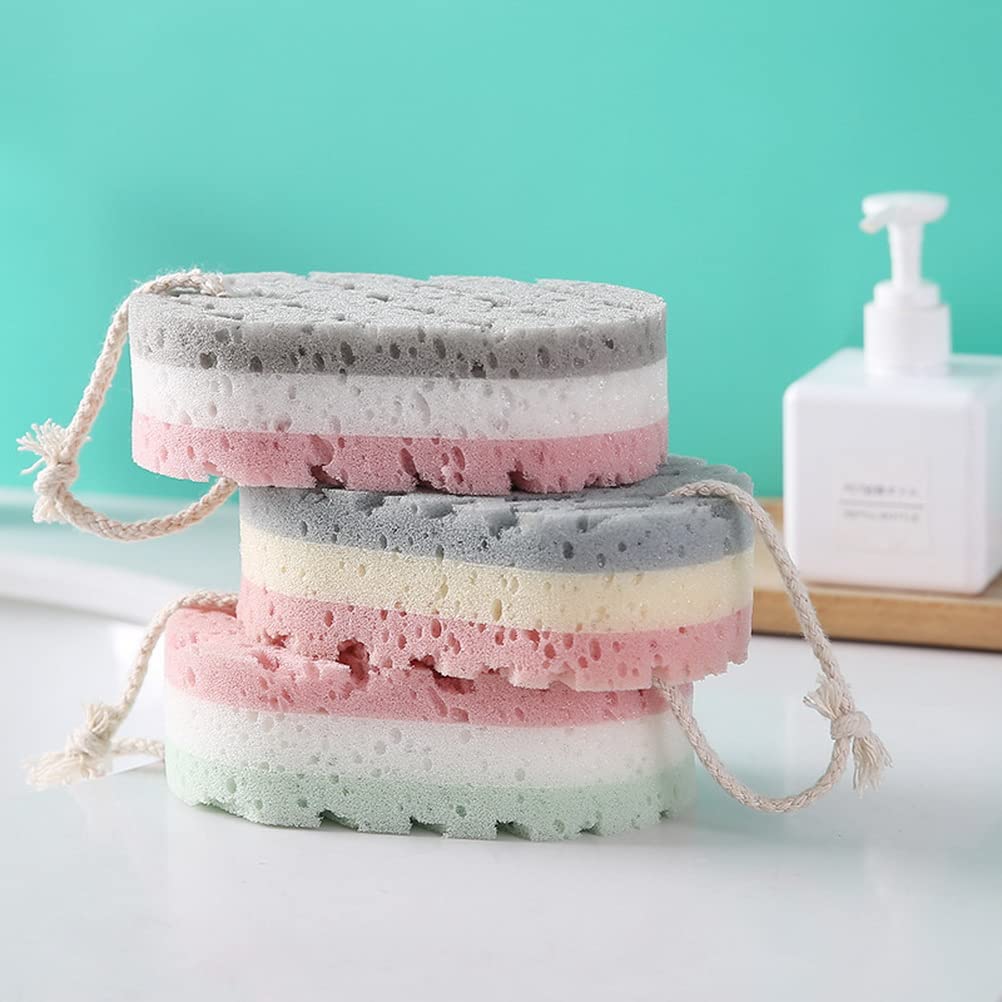 NEAR STOP 3 Pack Bath Sponge Exfoliating Body Shower Sponge Soft Bath Scrubber for Men Women Kids Body Cleaning Supplies 1