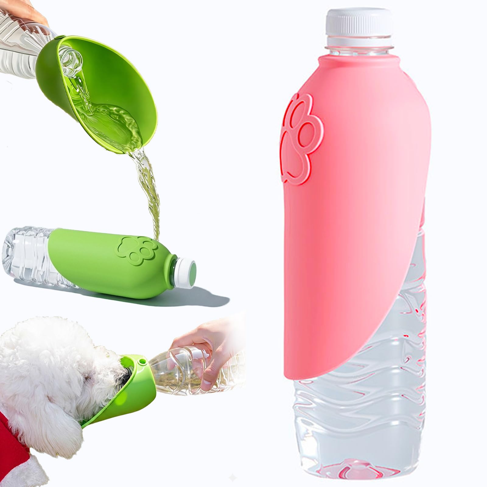 ペットウォーターボトル 散歩 犬 水飲み [市販のペットボトル対応] 携帯用折り…