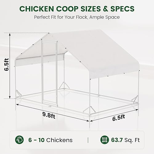 Miniatura 6 de Gallinero de metal grande con paño de corral de pollo y hardware, luz solar, cubierta impermeable y resistente a los rayos UV, jaula para aves de
