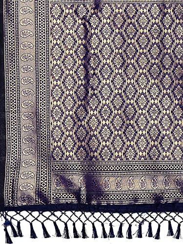 Image of AKHILAM Women's Banarasi Silk Blend Woven Design Golden zari Work Saree With Unstitched Blouse Piece (2PAKHI41 Parent)