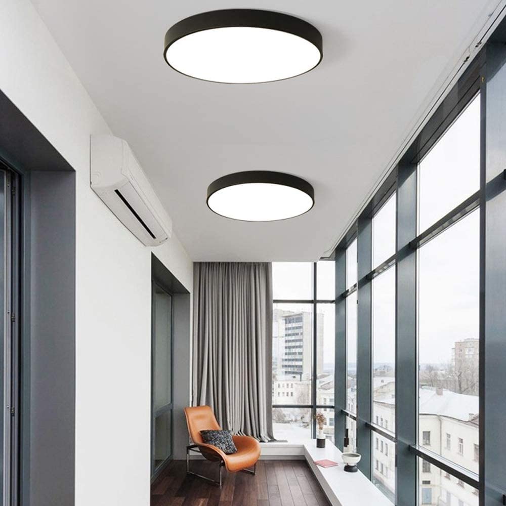 Lampa sufitowa do sypialni, bardzo cienka lampa sufitowa LED, możliwość ściemniania, okrągła, Ø80 cm, 72 W, czarna dioda LED, pilot, sypialnia, kuchnia, jadalnia