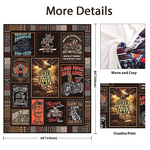 Yuntu Motorcycle Blanket Super Soft Sherpa Throw Blankets For Bed Sofa And Couch Cool Motorcycle Gifts For Men And Women Fluffy Warm Blankets #TOP2