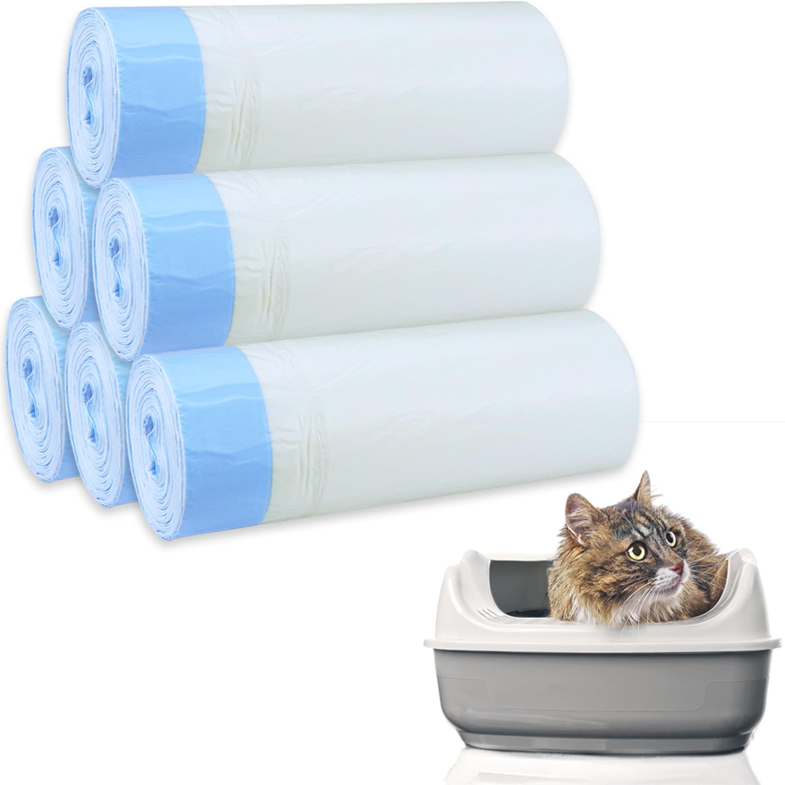 120 Count Cat Litter Box Liners,Waste Bags,Waste Drawer Liners Heavy Duty,Extra-Thick,For Automatic Cat Litter Box & Litter-Robot 4/3,Economy Bulk Pack (6)