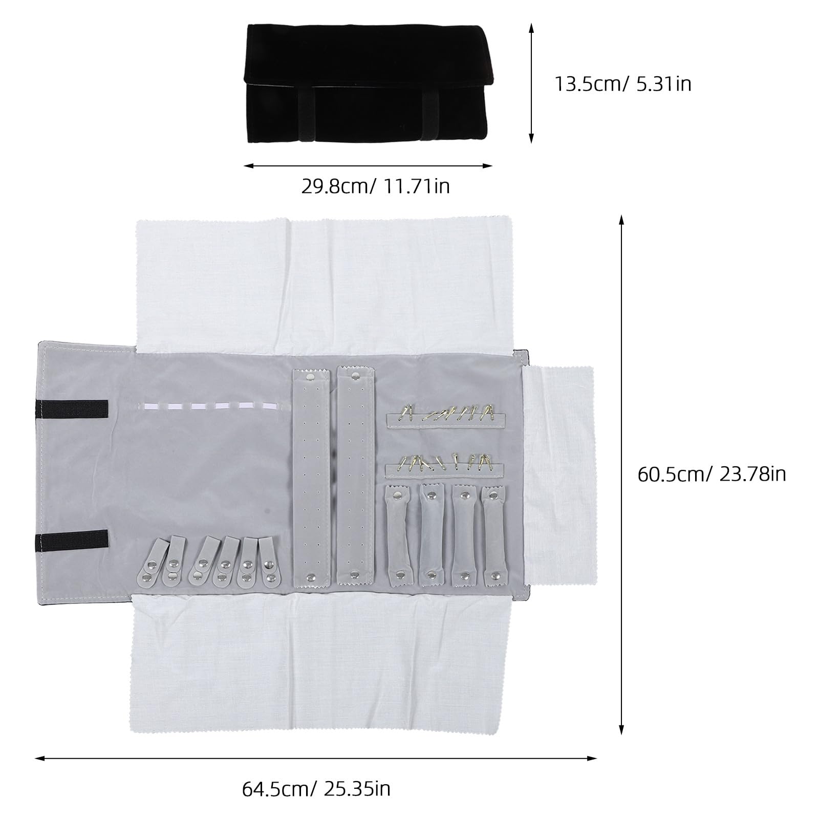 Estuche enrollable de terciopelo para joyas: pequeño organizador de viaje para pulseras y pendientes - Estuche enrollable pequeño para empacar para las vacaciones
