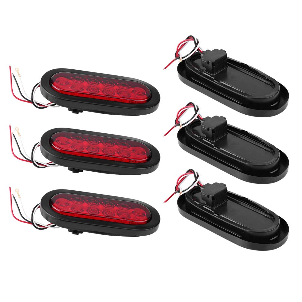 Tbest Światła Przyczepy LED 6 szt. 12 V 10 Diod LED Stop Turn Oświetlenie Tylne Trwała Obudowa z Poliwęglanu Wodoodporna do Samochodów Ciężarowych i Czerwono-czarna
