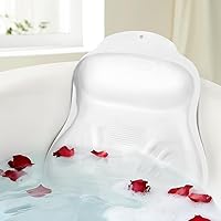 EasyLivingCo Silicone Bath Pillow for Tub - Adjustable Firmness Head Neck Back Support, Hot Tub Safe, Spa Relaxation Gift White