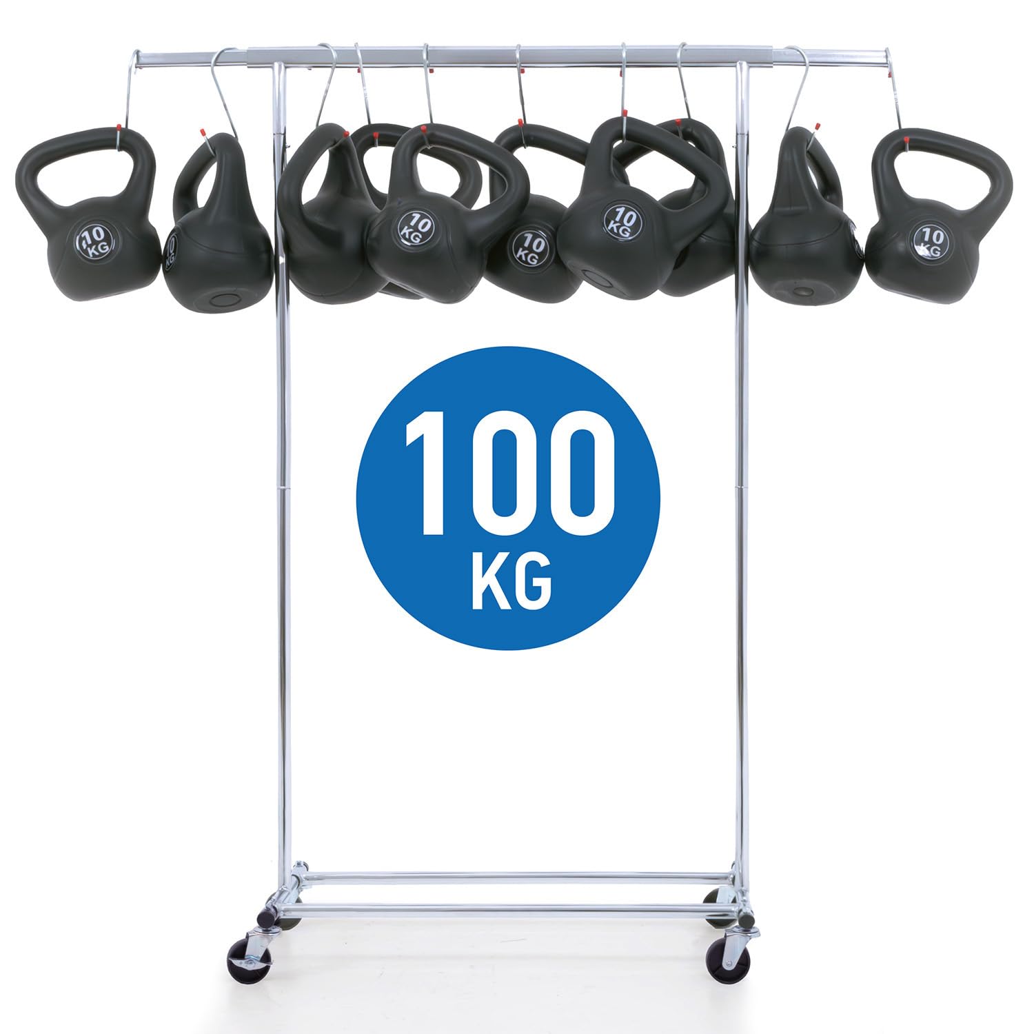 Tatkraft Danko & Anwalt - Burro para Ropa Resistentes y Funda, hasta 100 kg, Armario de Tela con Ruedas, 91-130x45.5x160cm, Acero Cromado