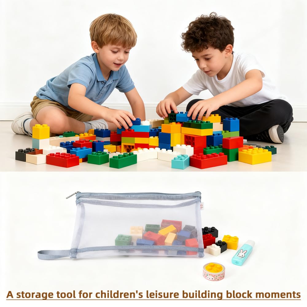 10 sztuk toreb do przechowywania zabawek, siatkowych kieszeni na dokumenty A4, z zamkiem błyskawicznym, podwójna warstwa nylonu i uchwyt, idealne do puzzli Lego, zabawek do kąpieli i klocków