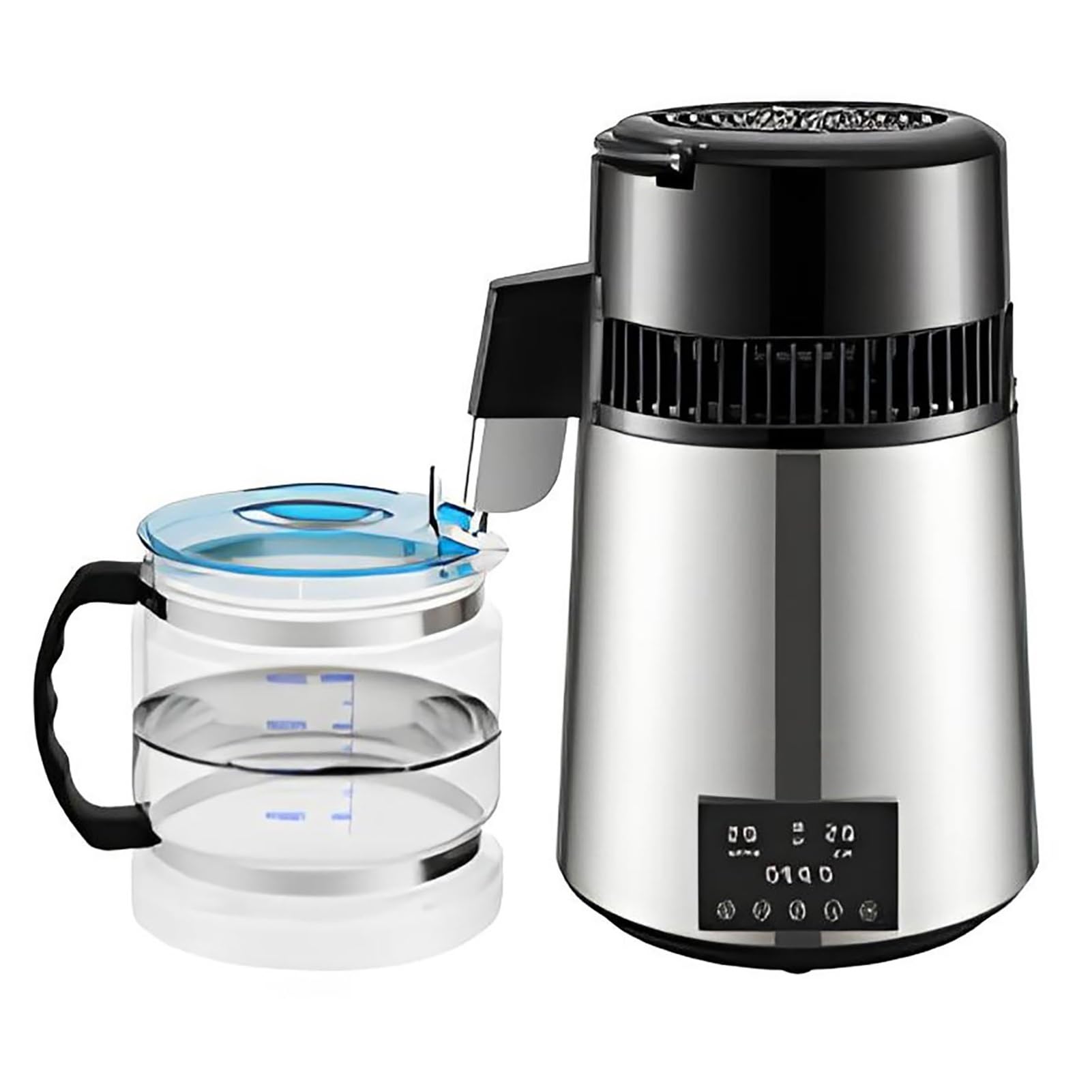 STWBHW 304 Stainless Steel Distilled Water Machine, 4L Water Distiller, Countertop Distilled Water Machine with Glass Container Dual Temperature Display Timer
