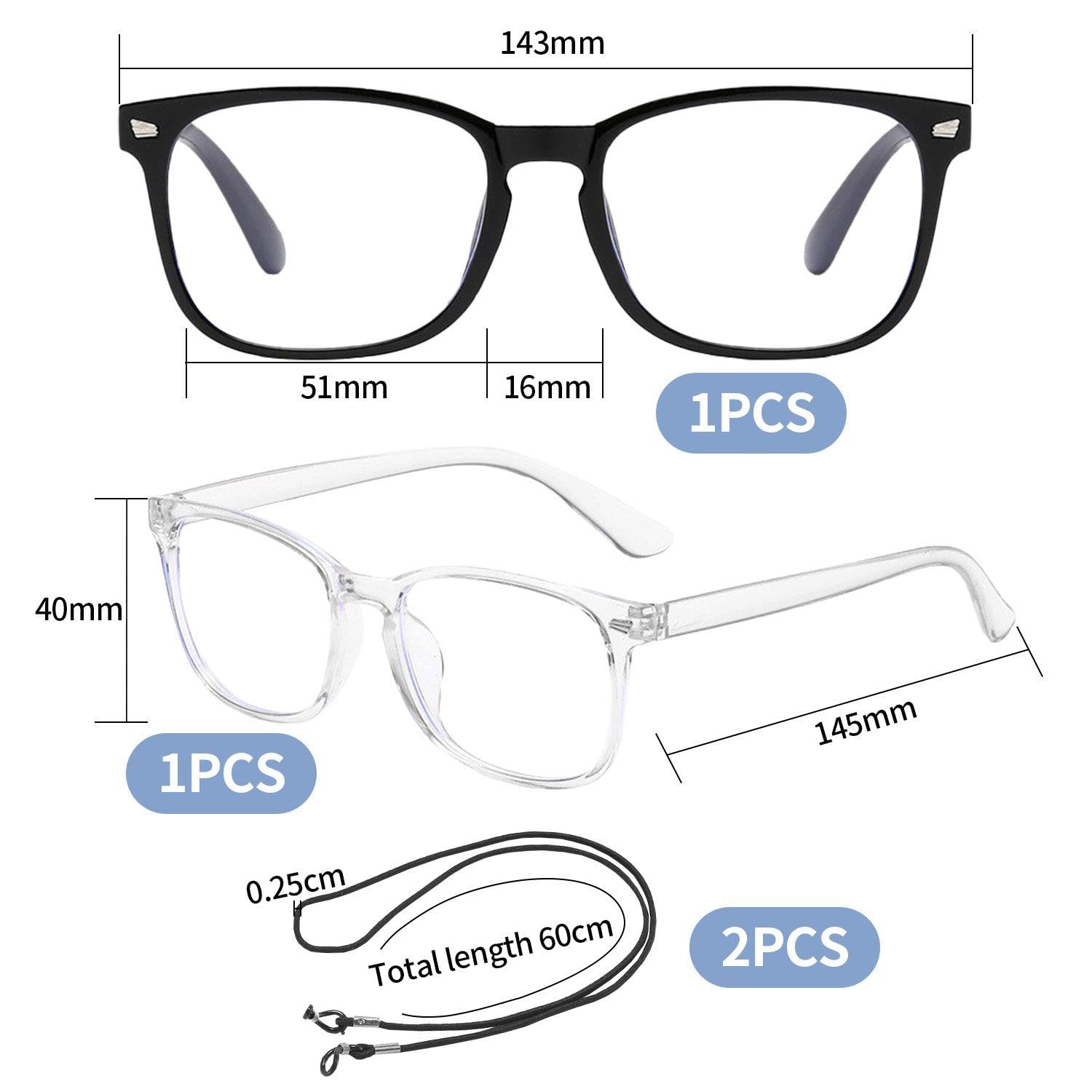 FFDHWU 2 Pieces Of Flat Glasses And 2 Pieces Of Eyeglass Cords, Classic Glasses, Fashionable Glasses, Reading Glasses - Image 2
