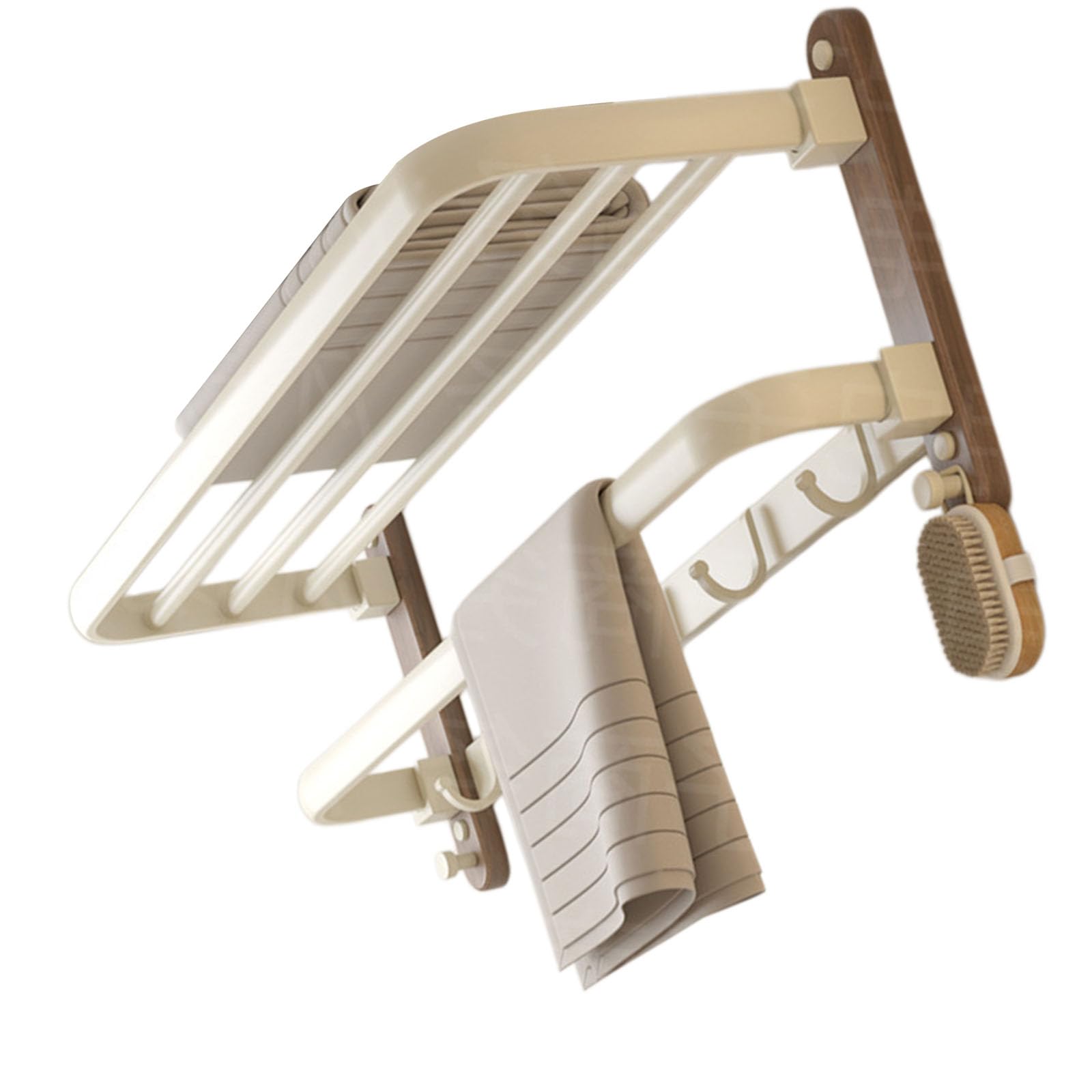 Contemporary Walnuts Bathroom Shelf Minimalists Styles Rustproof Towel Rack Space-Saving Hanger for Small Spaces Wall Mounted Towel Stand