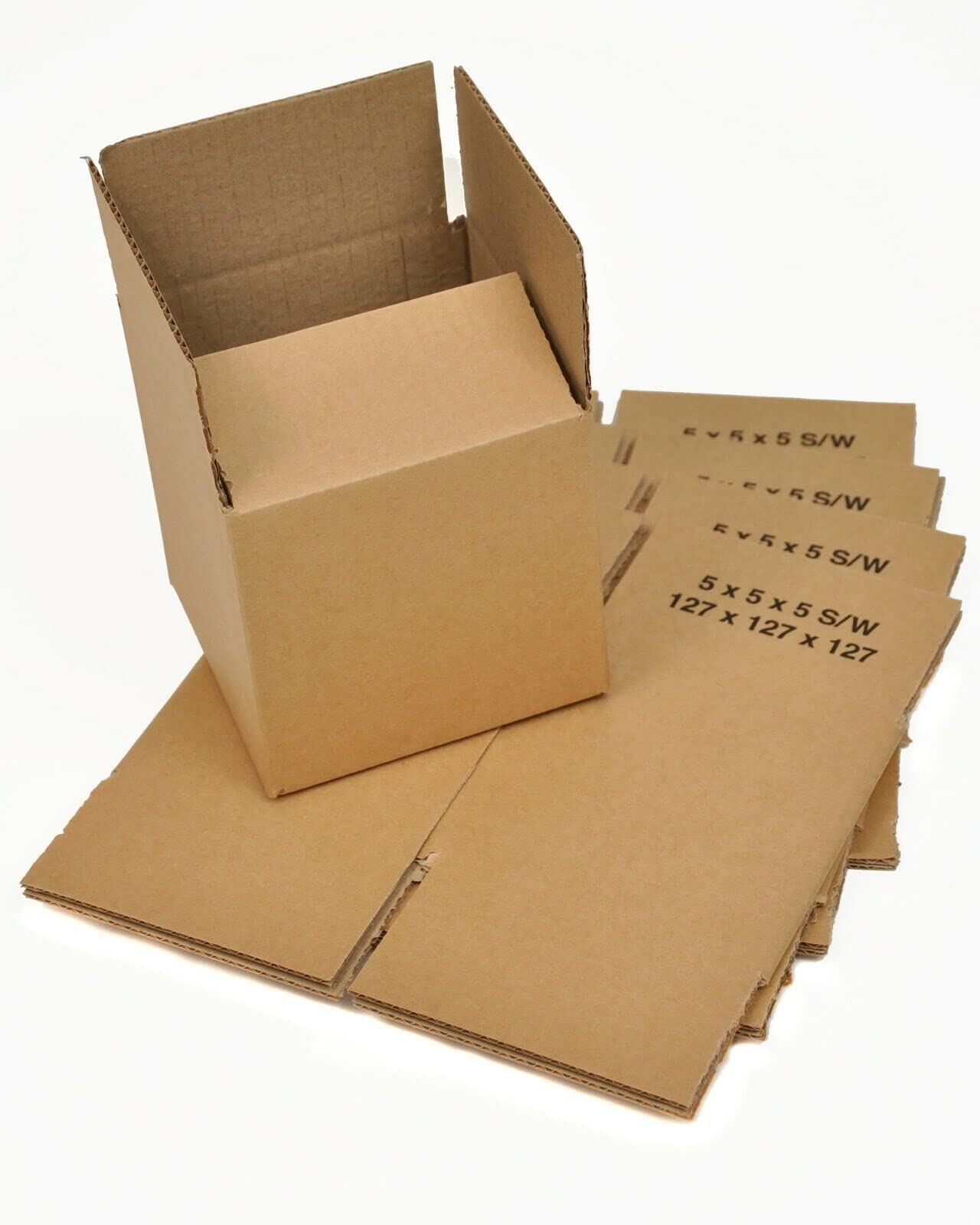 Cardboard Boxes Single Wall - 5" x 5" x 5" 127mm x 127mm x 127mm - Pack of 20