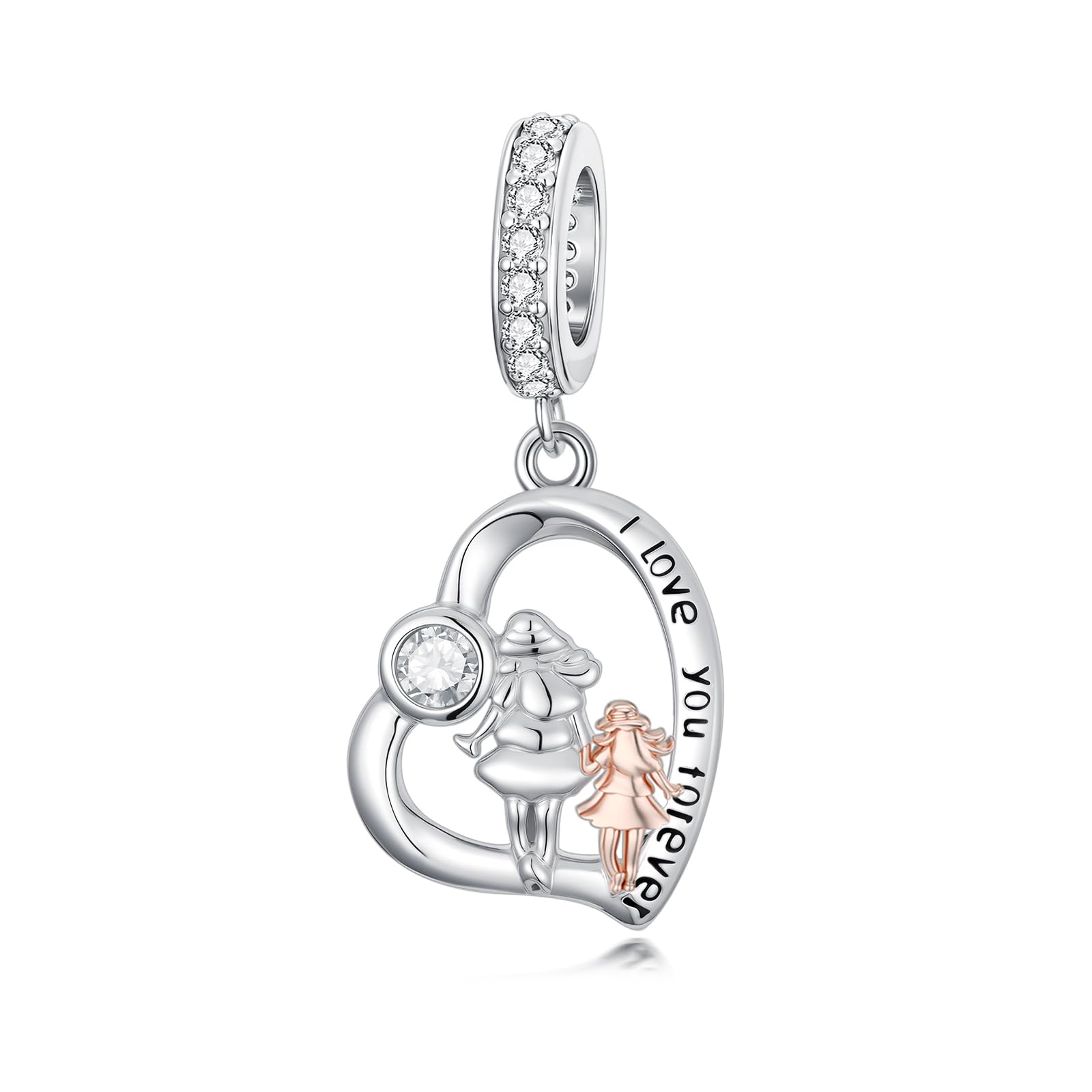 PROESS Father Mother Daughter Charm fit Charms Bracelet Sterling Silver Charms for Bracelets Birthday Valentines Day Gifts for Daughter Mother Lover