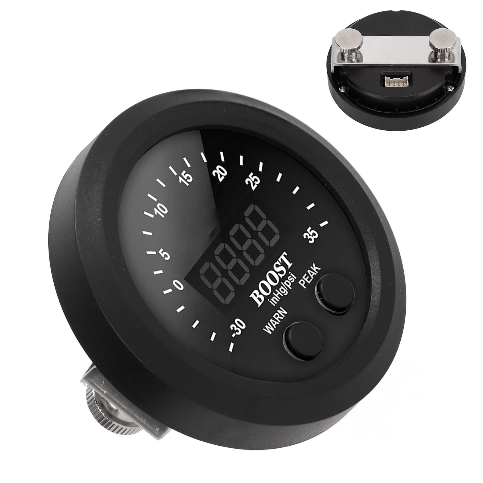 Kit de manómetro Turbo Boost de 60 mm/2,4 pulgadas, manómetro Turbo de 12 V -30-35 PSI, pantalla Digital con Sensor, indicador LED