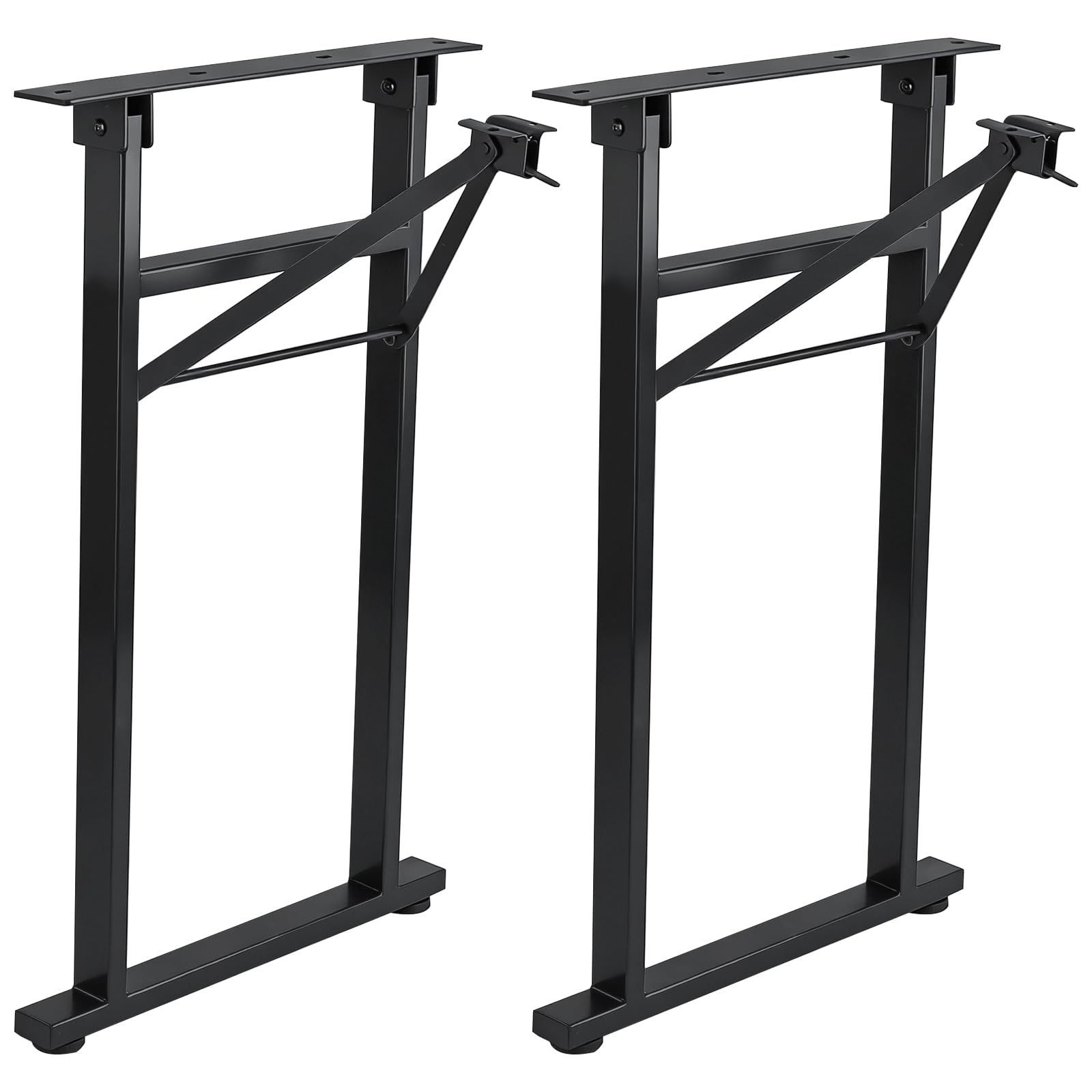 Homtone Set of 2 Heavy Duty Metal Table Legs, Foldable, Industrial Steel Bench Legs, Table Feet for DIY Coffee Table, Bench, Desk, Black (H71xW45cm-Foldable) — image 1