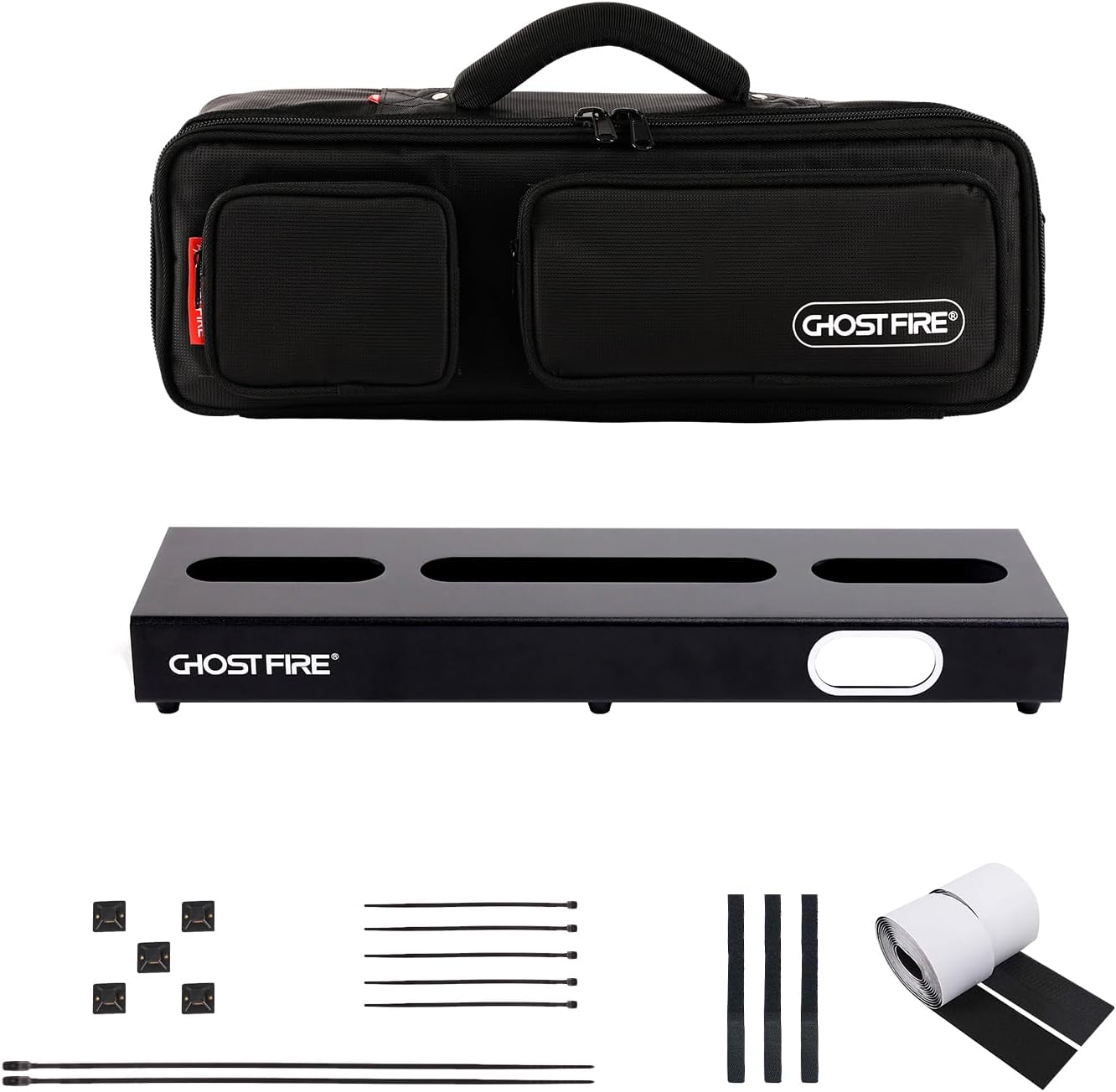 Ghost Fire Guitar Pedal Board Ultrathin Aluminum Effect Pedalboard with Carry Bag U series (UP-02 Deluxe suit) 19.6”x5.5”