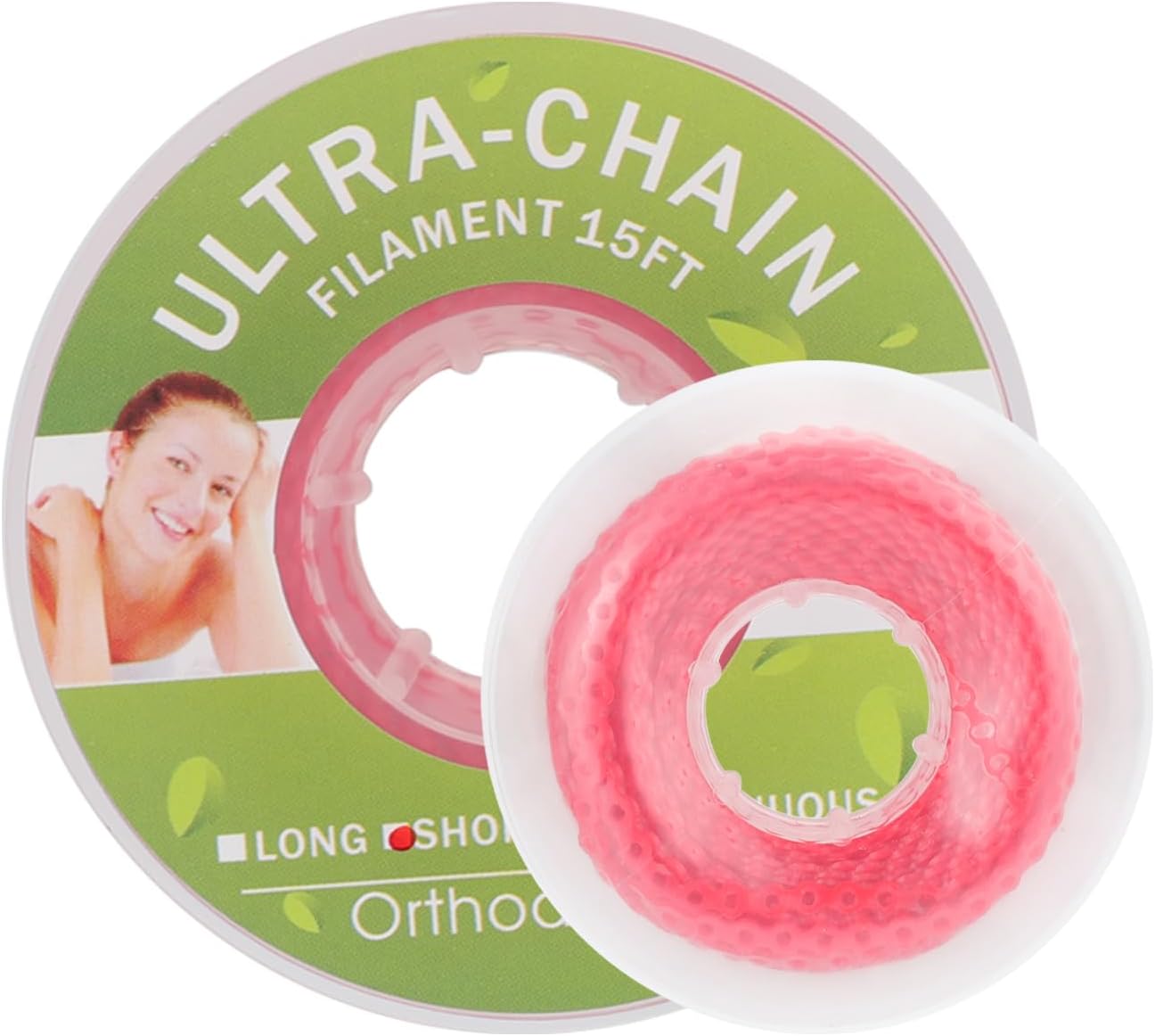 Colourful Elastic Power Chain for Braces Dental Orthodontic Powerchains 3 Sizes Ortho Rubber Band(Continuous,Red 4#)