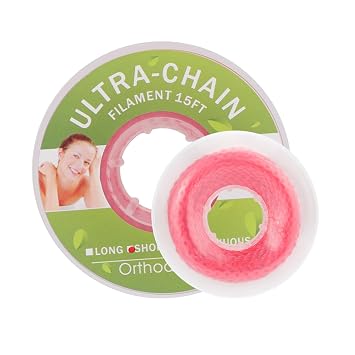 Colourful Elastic Power Chain for Braces Dental Orthodontic Powerchains 3 Sizes Ortho Rubber BandLong,Red 4#
