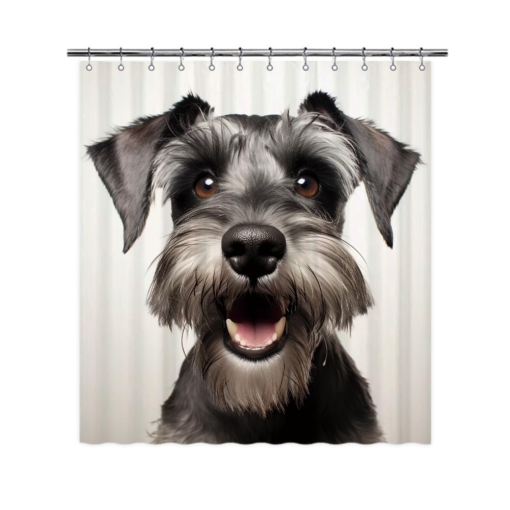 Ganshan Bi Bonita Cortina De Ducha En Miniatura De Schnauzer Para Perro, Pintura Colorida, Con Estampado De Animales, Cortinas De Baño Para Baño, Decoración Del Hogar Con 12 Ganchos, 72 X