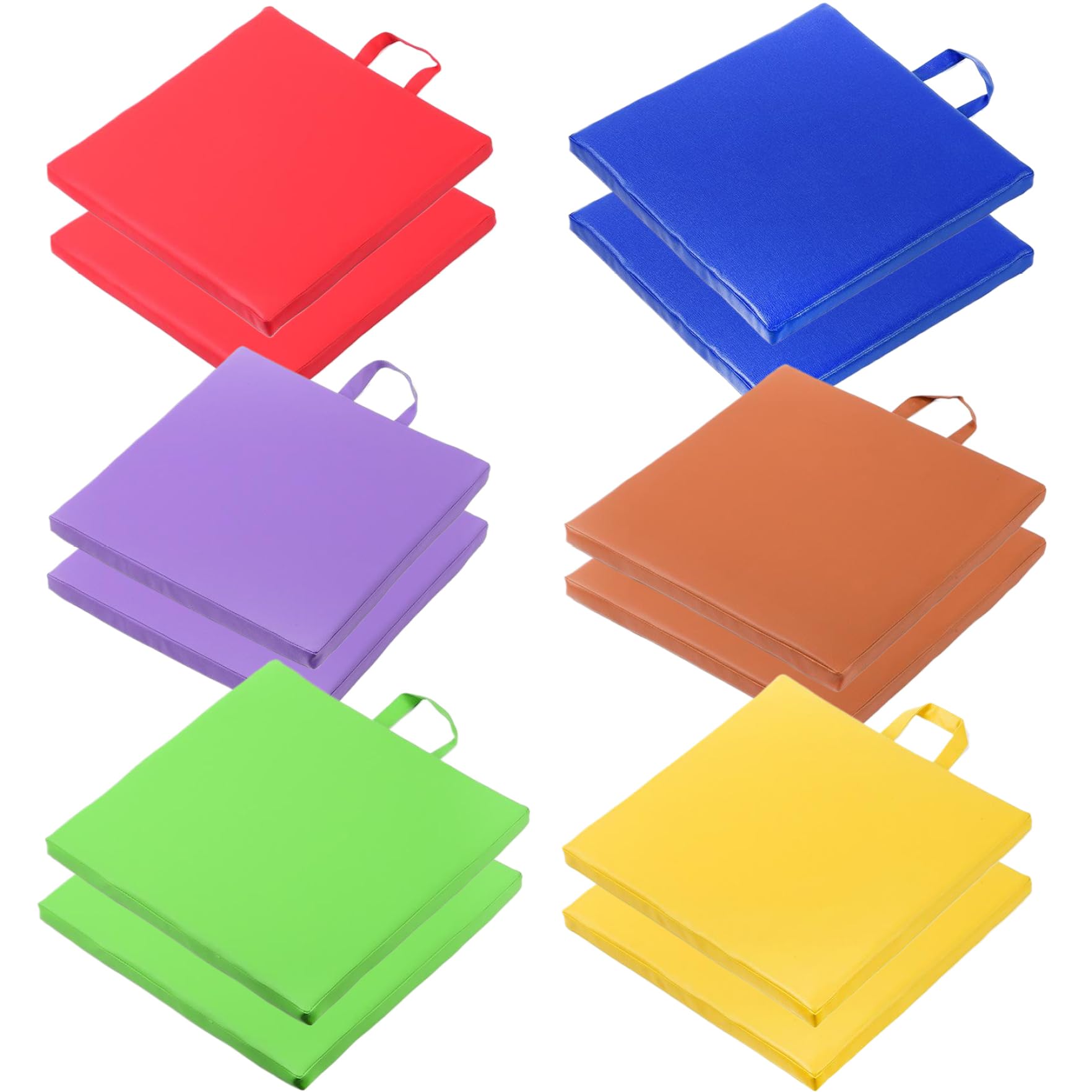 Coussins de sol pour salle de classe, 12pcs de 12 pcs de siège flexible imperméable avec poignée, siège au sol rectangulaire de 6 couleurs, coussins de plancher pour enfants, garderie, école maternel