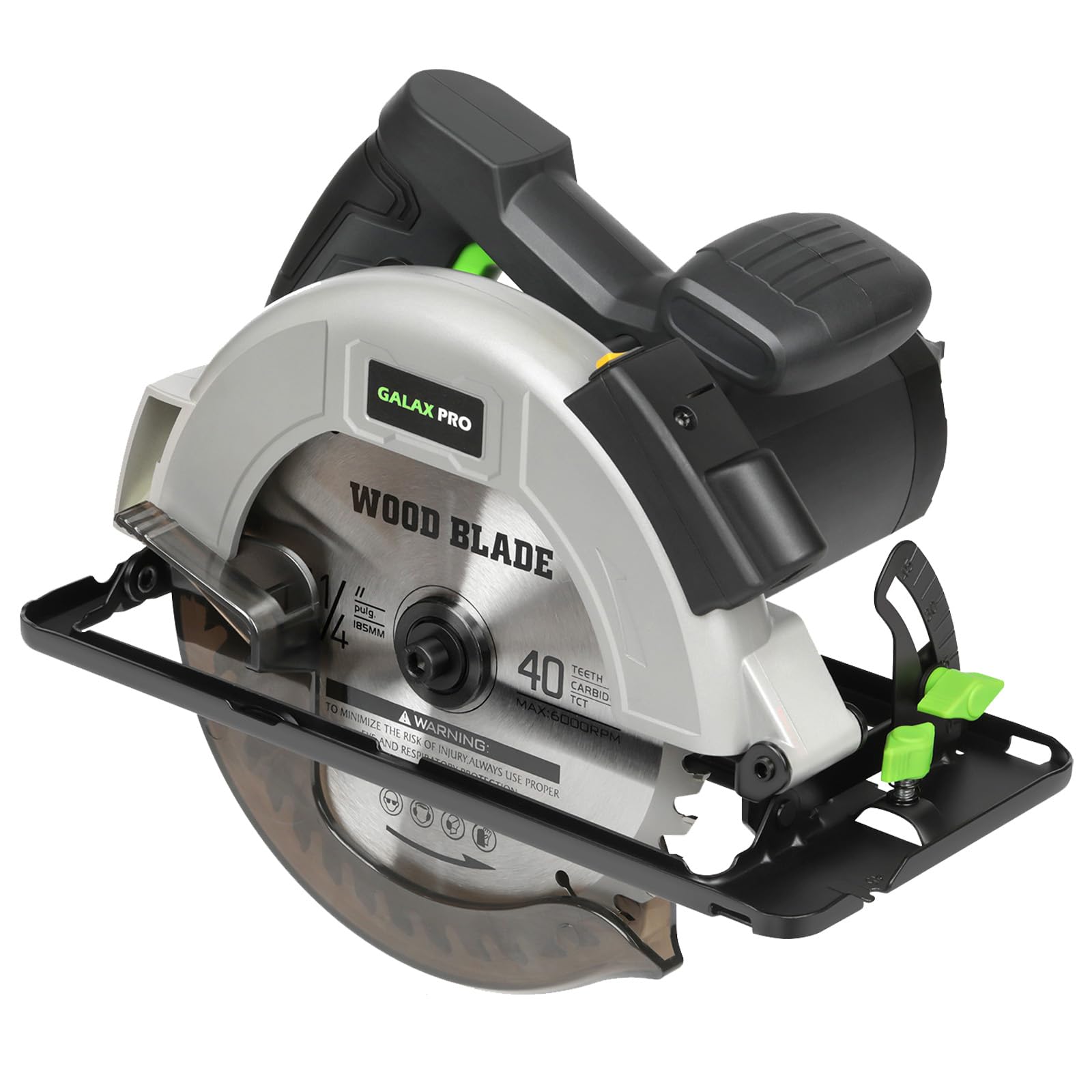 Galax Pro 1400W Laser Circular Saw, 2Pcs 185Mm Saw Blade,6000Rpm Speed Electric Saws, Adjustable Cutting Angle 0°-45° & Depth (62Mm At 90°/48Mm At 45°) For Diy And Professional Use