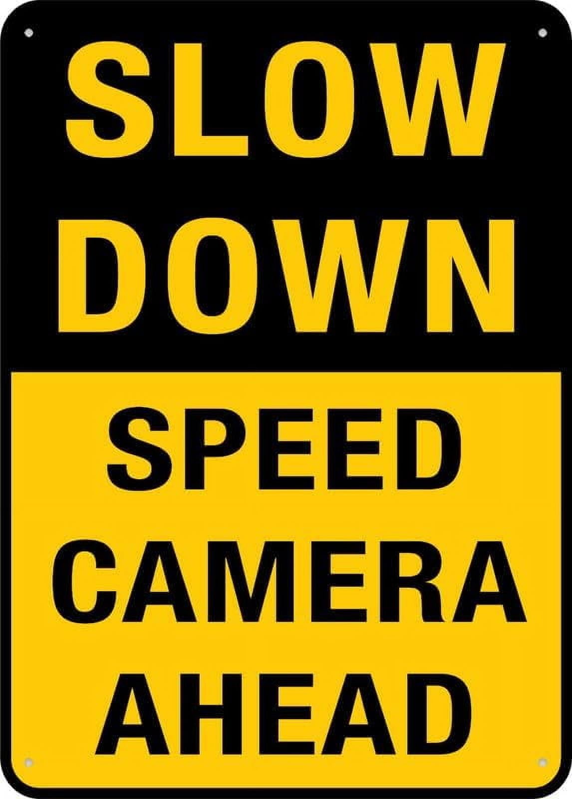 (2-Pack) Metal Tin Sign Slow Down Speed Camera Ahead Sign Signs 12X8 Inch Rust Free,Uv Ink Printing,Durable/Weatherproof Outdoor For Home