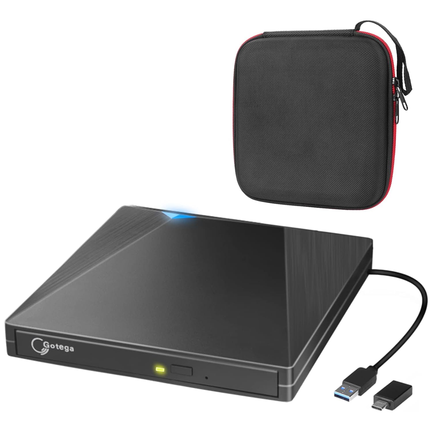 Gotega External DVD Drive USB 3.0 Type C with Storage Case External CD