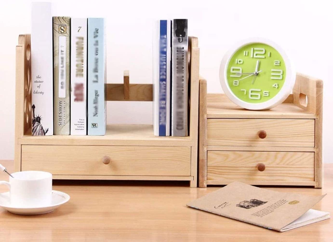 Organizer creativo da scrivania in legno, elegante e multifunzionale, per libri corti, forniture per ufficio e articoli vari, mensola da scrivania e organizer per cassetti per casa e ufficio