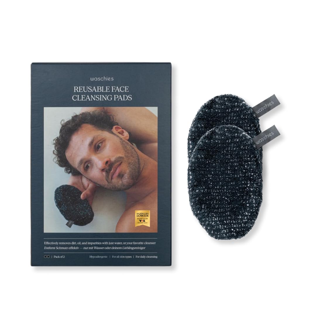 waschies Wiederverwendbare Gesichtsreinigungspads – 2 Stück in Schwarz – waschbar, weich & hypoallergen, sanfte Reinigung für alle Hauttypen