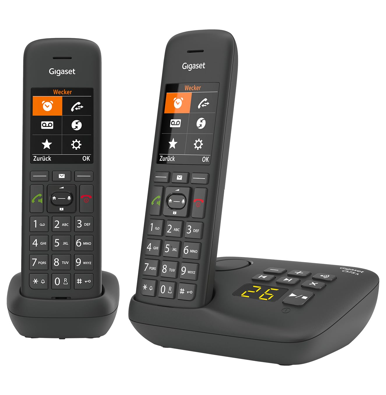 Gigaset C575A Duo Schnurlose DECT-Telefone mit Anrufbeantworter großes Farbdisplay schwarz Deutsche Version