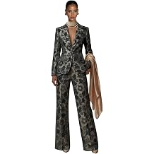 Jacquard Satin Suits for Women 2 Piece One Button Wedding Blazer Pants
