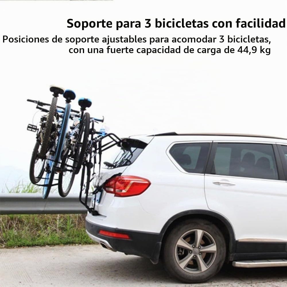 Portabicicletas para Montaje en Maletero, Soporte para 3 Bicicletas, portaequipajes Trasero para Coche de Alta Resistencia, Compatible con Camiones, SUV, minivans