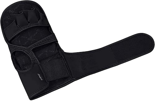 Miniatura 6 de RDX Guantes de combate híbridos de MMA, piel maya, palma ventilada abierta, guantes acolchados para artes marciales, kickboxing, muay thai,