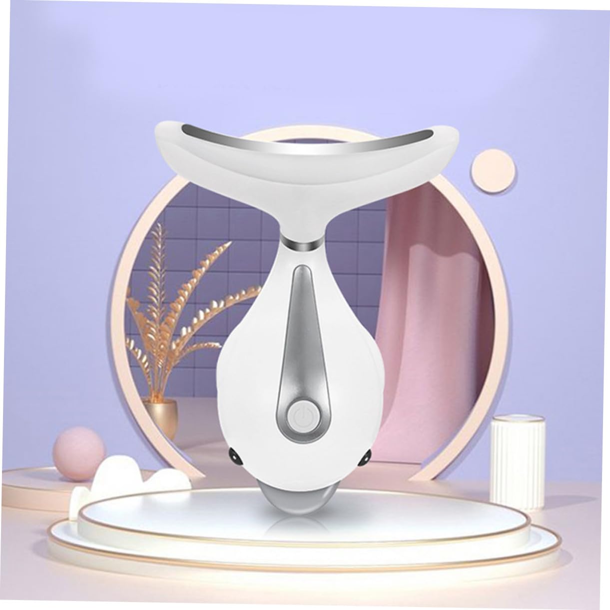 Hemobllo Massaggiatore in Abs e PC Design Ergonomico Elettrico Bianco per Rassodare e Sollevare la Pelle Rilassata, Dispositivo Anti-rughe Portatile Collo per Viso e Collo
