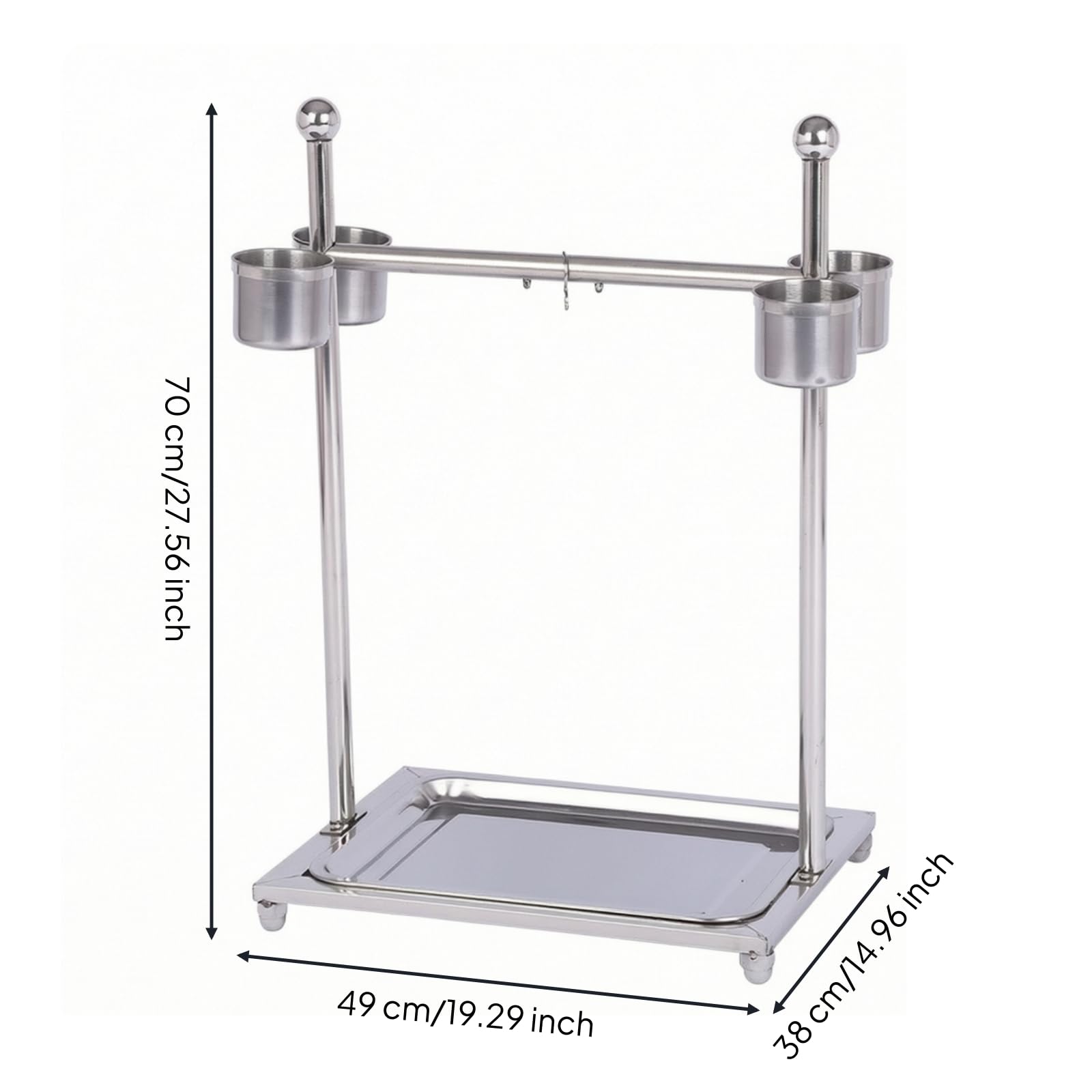 predolo Percha Acero Inoxidable Resisn para Pájaros Domésticos, Grande 49 38 70