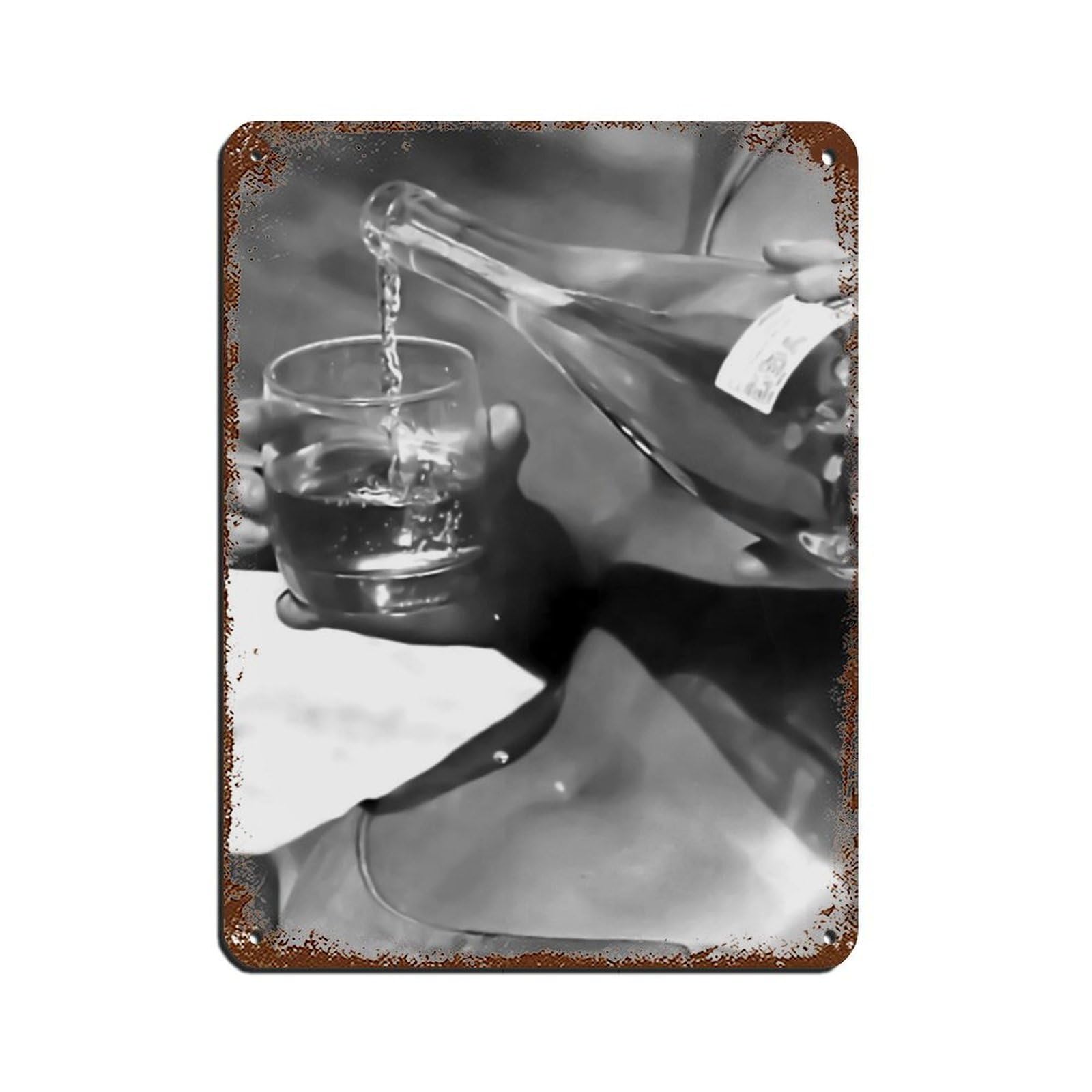 Woman Drinking Wine in Beach, Fashion Art Tin Sign Vintage Metal Pub Club Cafe Bar Home Wall Art Decoration Poster Retro 12x16inch(30x40cm)