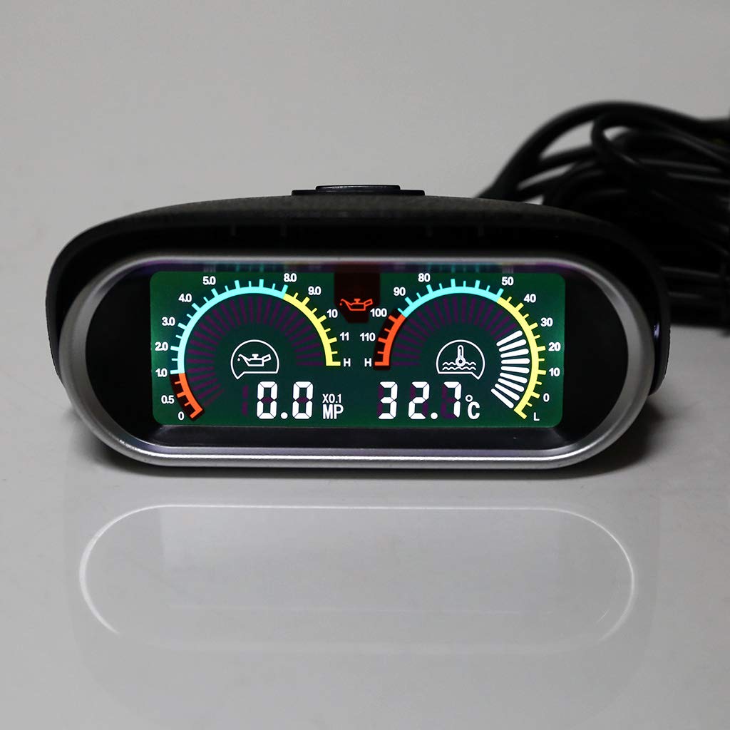 Medidor de presión de aceite digital LCD para coche, voltímetro, medidor de temperatura del agua, sensor de presión de aceite NPT 1/8 + sensor de temperatura del agua de 10 mm, termómetro digital