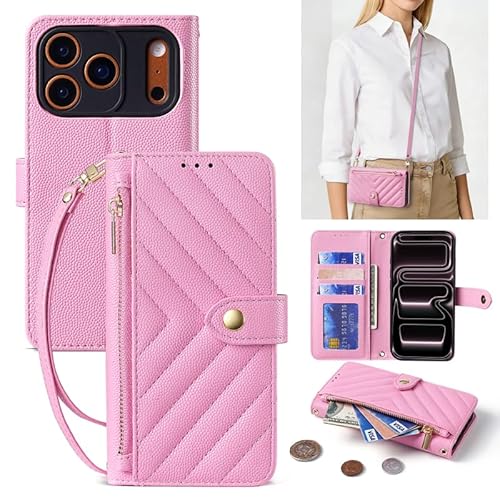 TiLGillCase �Ή��@��forr Apple iPhone 16 Pro ���@�\���z�^�P�[�X �J�[�h�|�P�b�g 3 �ӏ� �t�@�X�i�[�t�� �X�^���h�@�\ �V�����_�[�X�g���b�v + ���X�g�X�g���b�v�t�� �X�}�z�P�[�X �c�u�� ���u�� ���掋�� ���[�֗� 