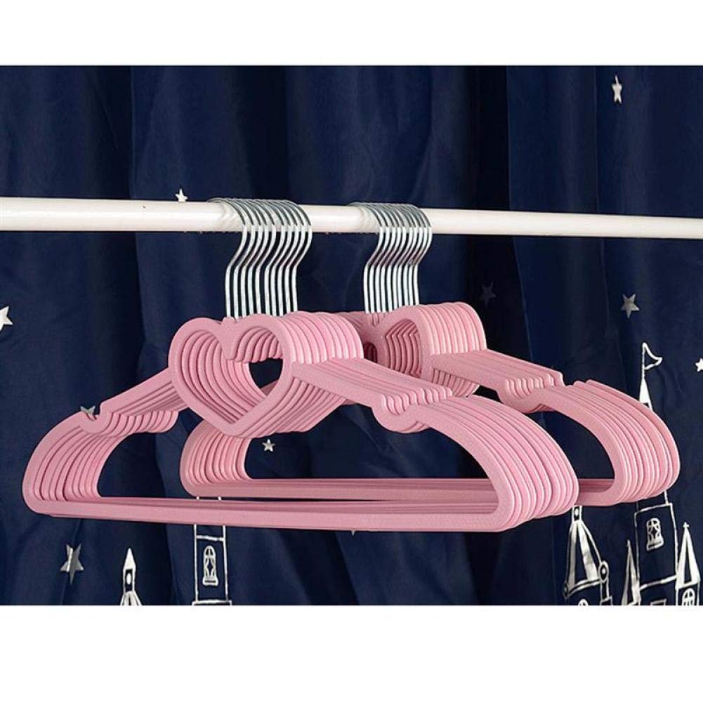 10 perchas duraderas con patrón de corazón para adultos y niños, perchas de ABS rosa, ideales para nización de ropa y soluciones de ahorro de espacio