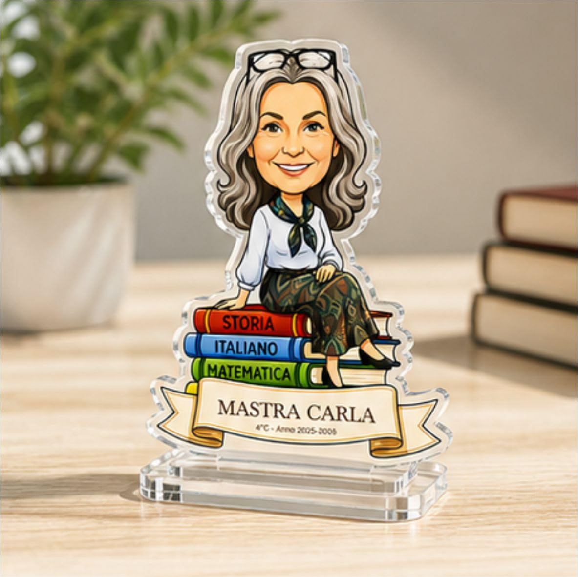 FERDINANDO FAMA' FAMÀ - Statuina Personalizzata 25 cm con Base in MDF - Caricatura Sagomata (Maestra 2)
