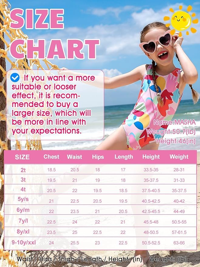 Image of Angel season Girls Swimsuits Kids Bathing Suit One Piece Swimwear with UPF 50+ Cute