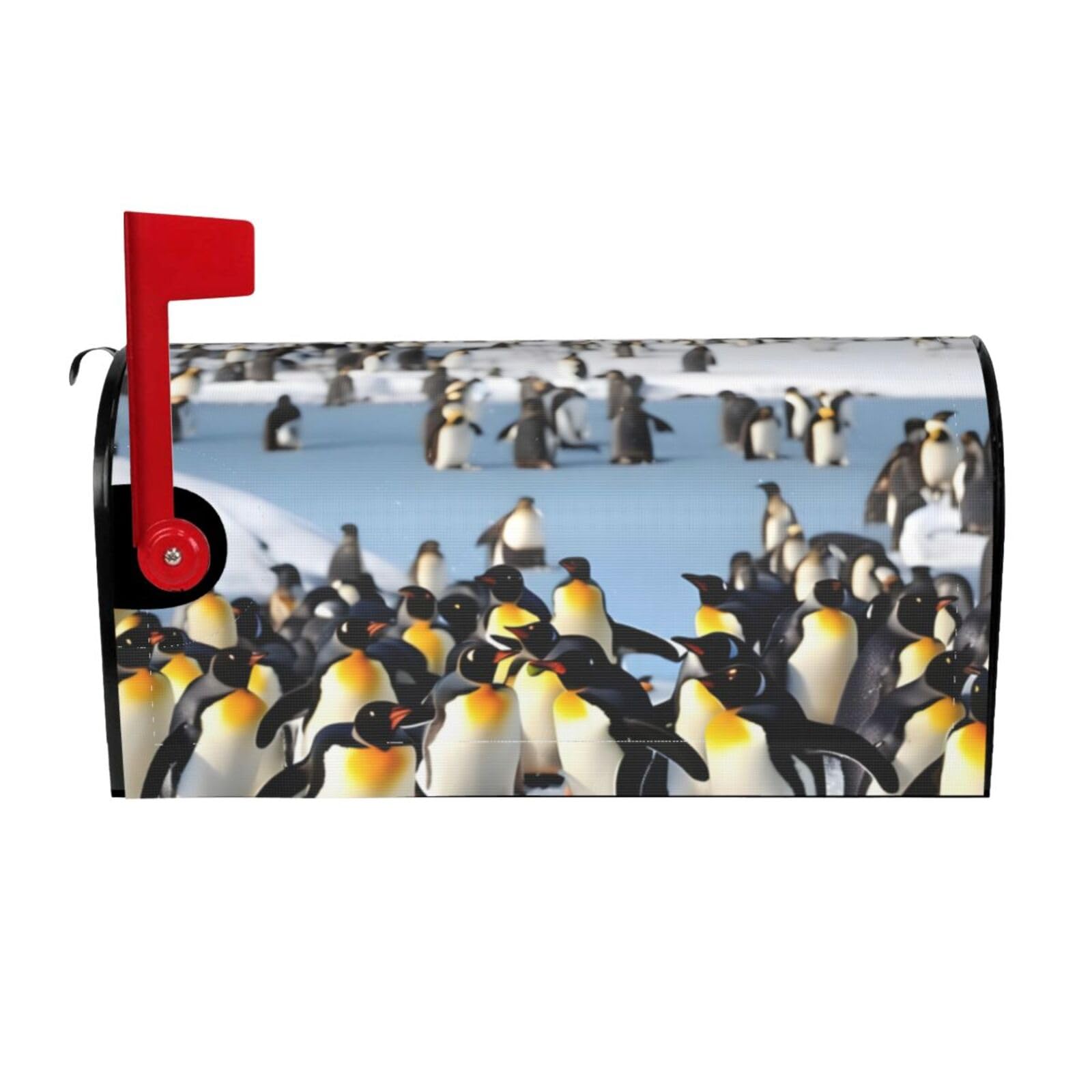Happy Penguin Print Mailbox Cover Wraps Post Letter Box Cover Decor For Outside Garden Yard Farmhouse Home
