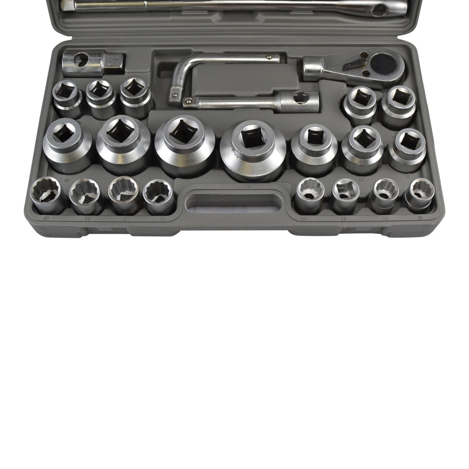 SATKIT Juego de Herramientas 3/4" 26 Piezas Vasos Extragrandes 21-65 mm Acero Cromo-Vanadio para Camiones y Tractores