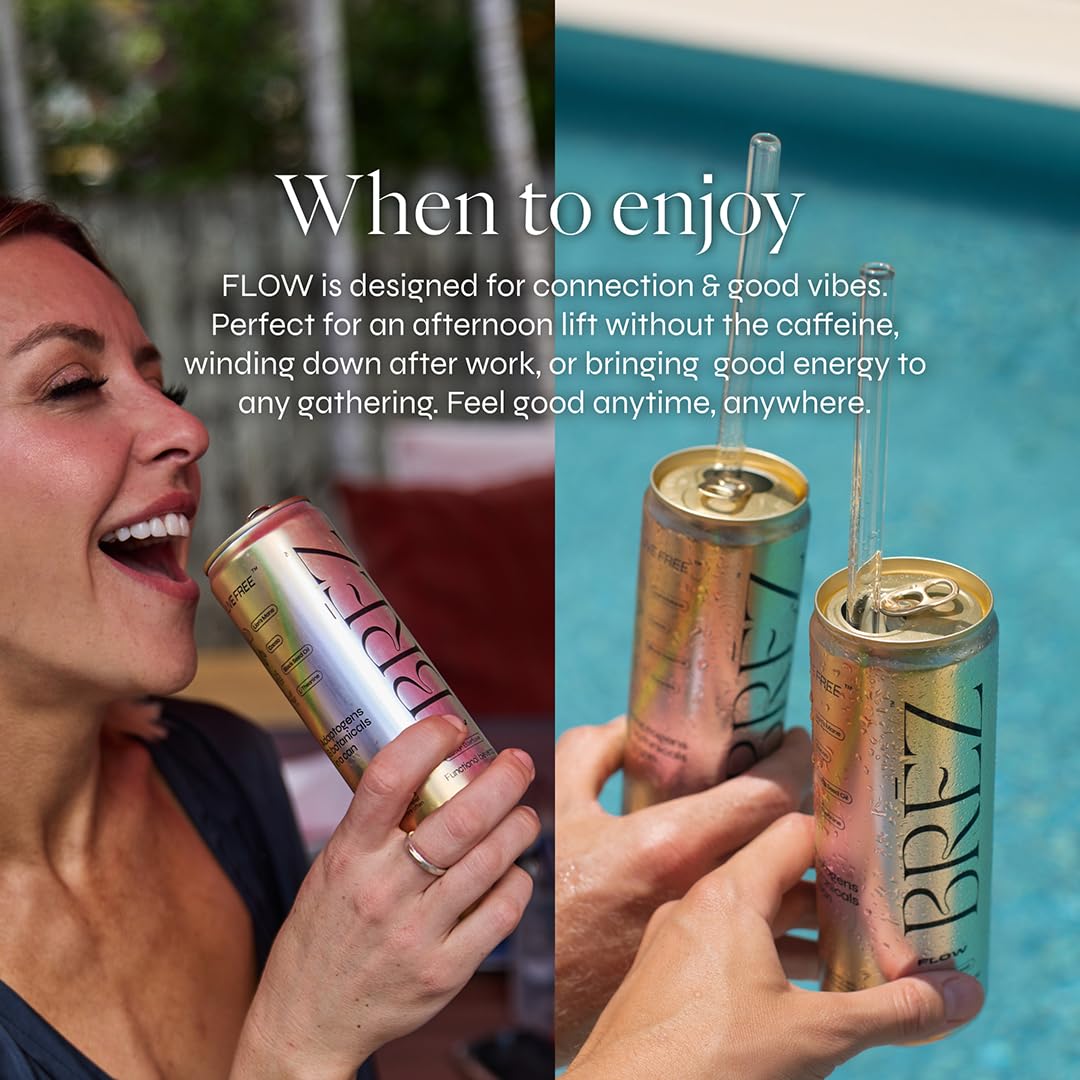 BRĒZ Flow Alcohol Alternative Drink, Non Alcoholic Sparkling Tonic, 8 Pack — Amazon image 6
