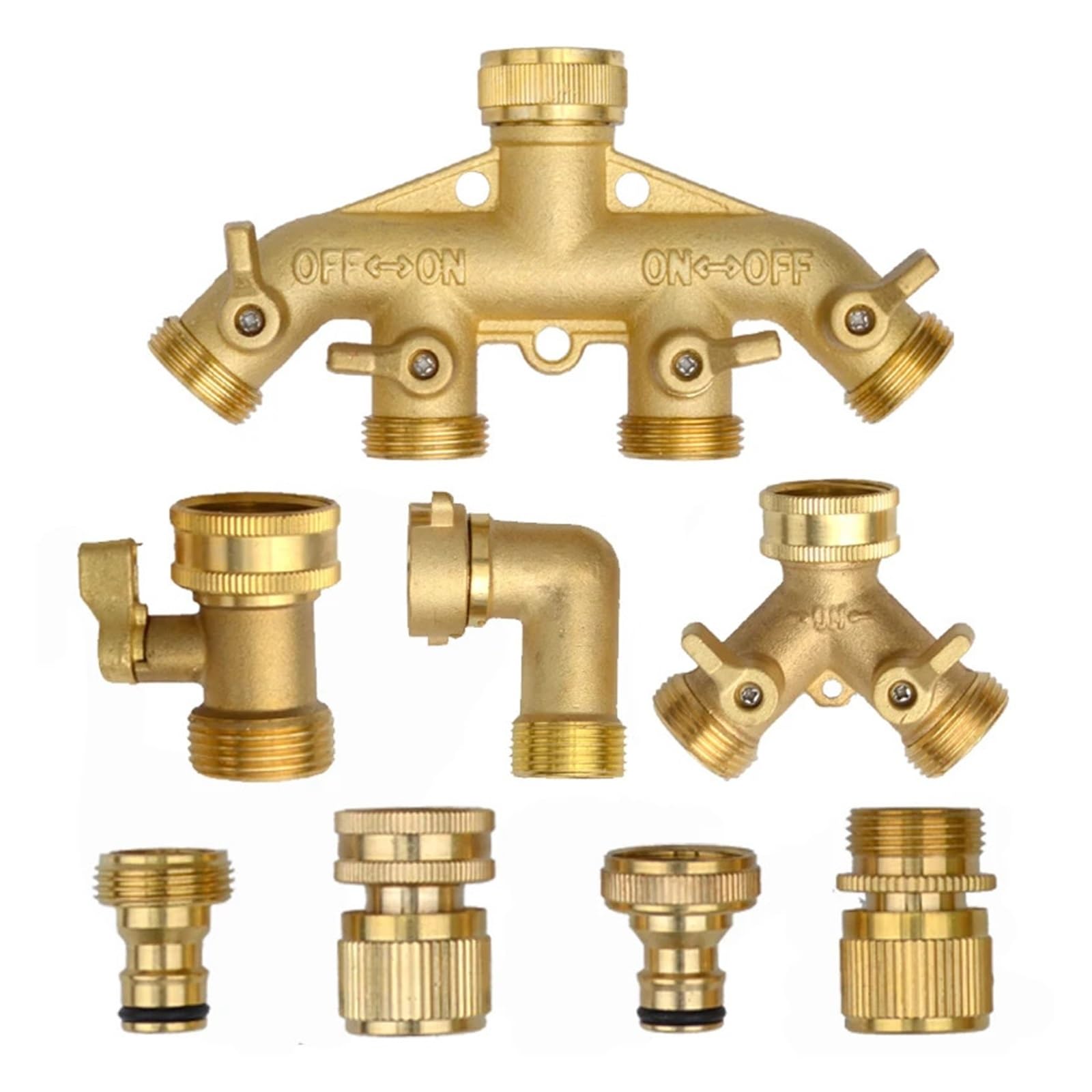 Divisor de Grifo de Agua de latón, Cierre Hexagonal de 1-2-4 vías, 3/4 Pulgadas(4 Way USA)
