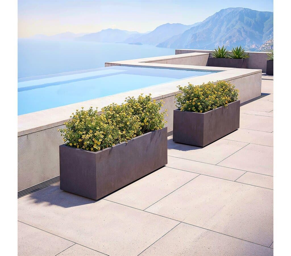 Garden Center Shop | Artevasi Jardinera Sydney 80 cm | Macetero Grande con Reserva de Agua | Doble Pared y Drenaje | Ideal Interior y Exterior | Diseño Resistente (Gris)