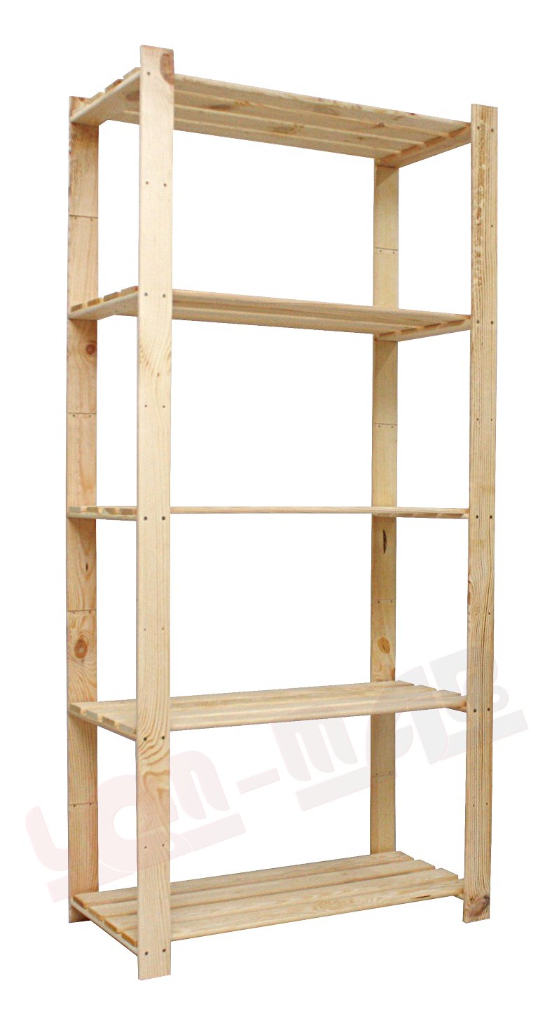 Scaffale in legno massiccio B-24, 5 ripiani, 170 x 80 x 40 cm