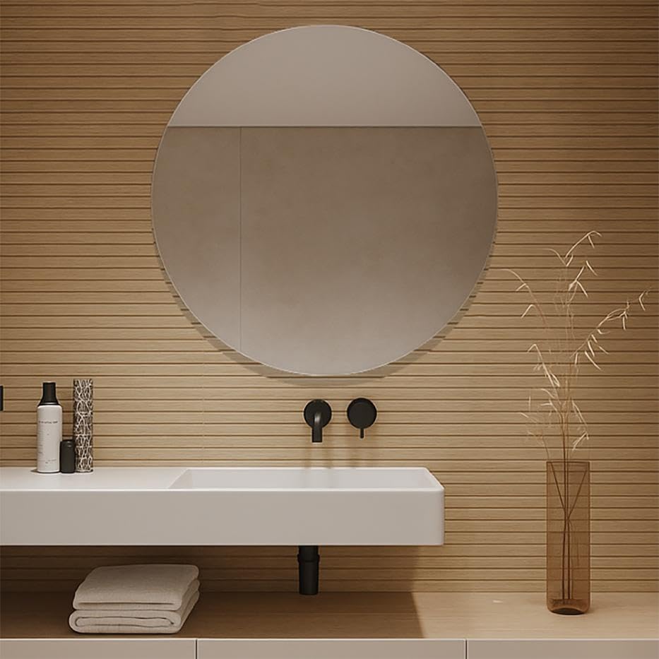 baanio - Espejo Baño Redondo 60 cm Modelo Circle | Espejos de Baño con Antivaho | Vidrio Resistente 4 mm, Plata Ecológica sin Cobre, Fácil Instalación | Diseño Moderno
