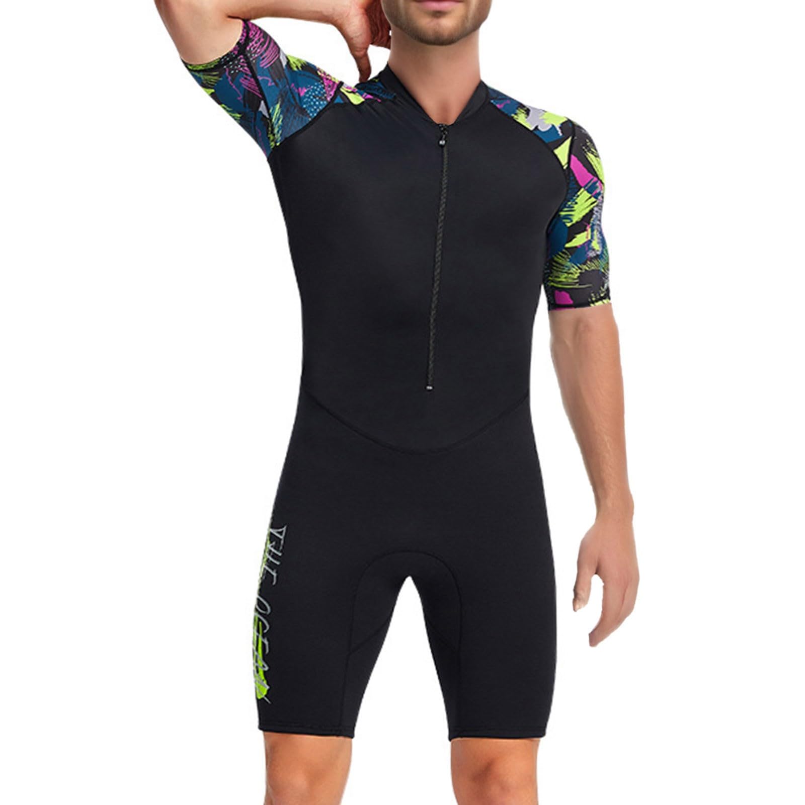 Herren Badeanzug 2-Teilig Schwimmanzug aus Kurzarm Badeshirt, Trainingsset für Herren Strand Einteiler Badeanzug Und Badeshorts Surfen Schwimmen Laufen Anzug Schnell Slim Fit Schwimmen
